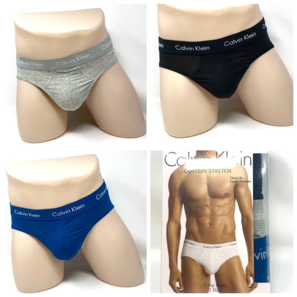Calvin Klein 3 Pack Cotton Black Hip Briefs Men's